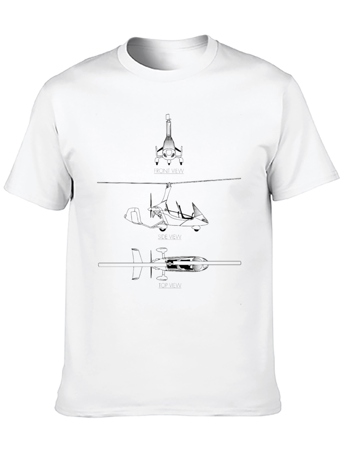 Black Gyrocopter Blueprint T-Shirt