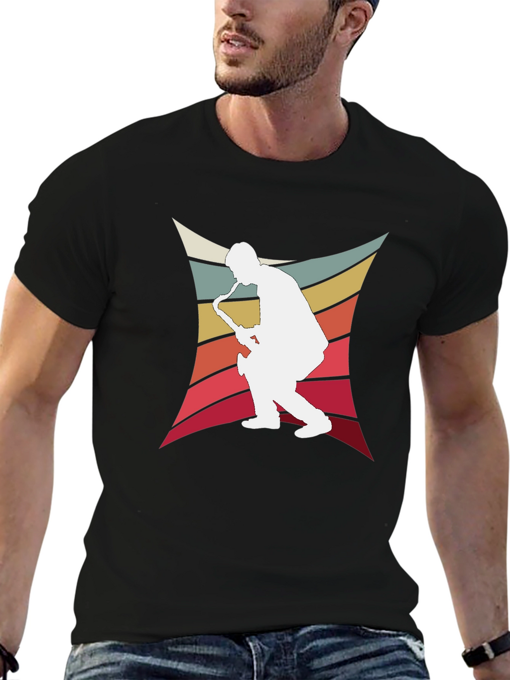 Retro Saxophone Player Graphic Tee