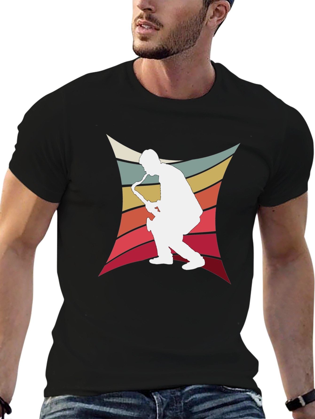 Retro Saxophone Player Graphic Tee