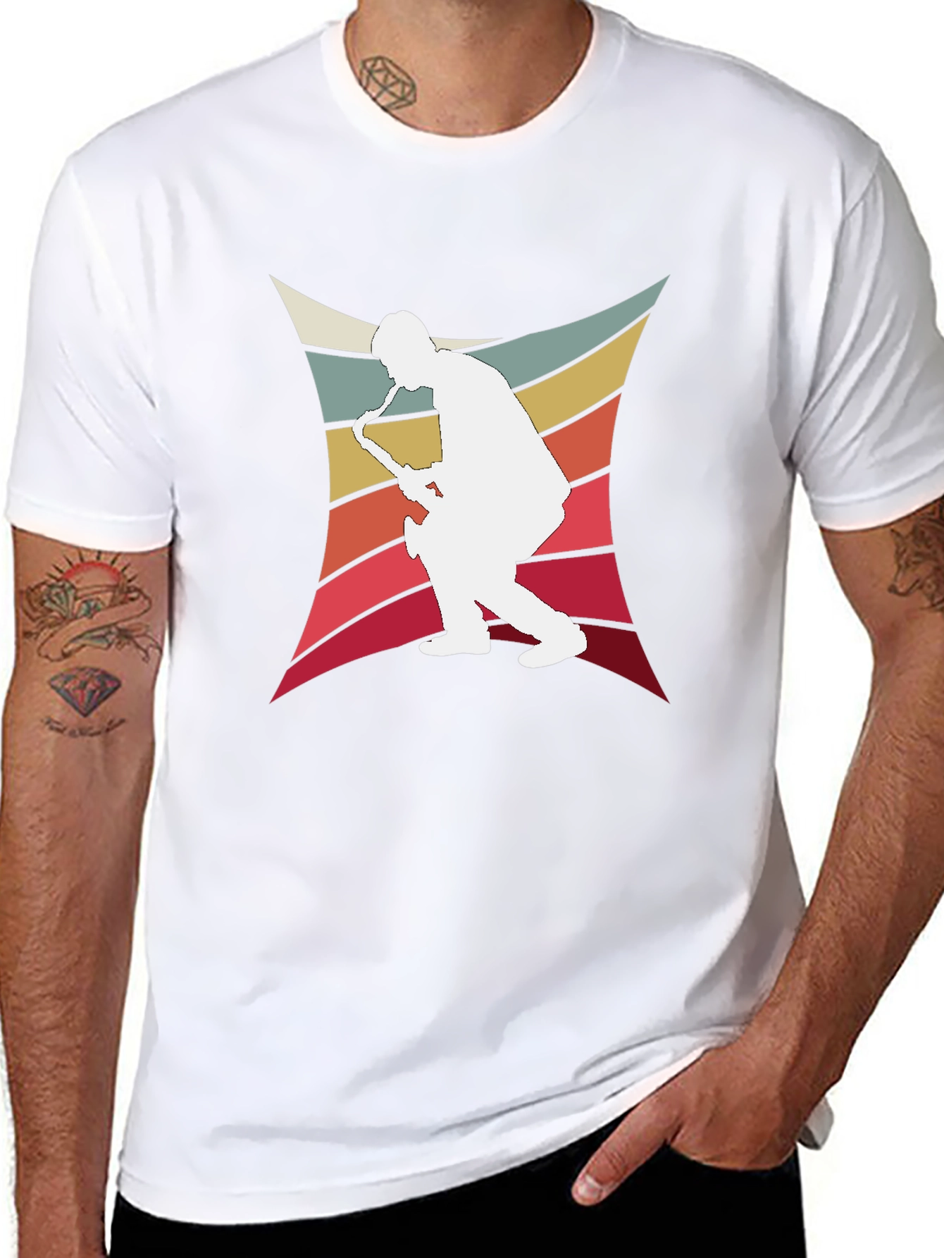 Retro Saxophone Player Graphic Tee