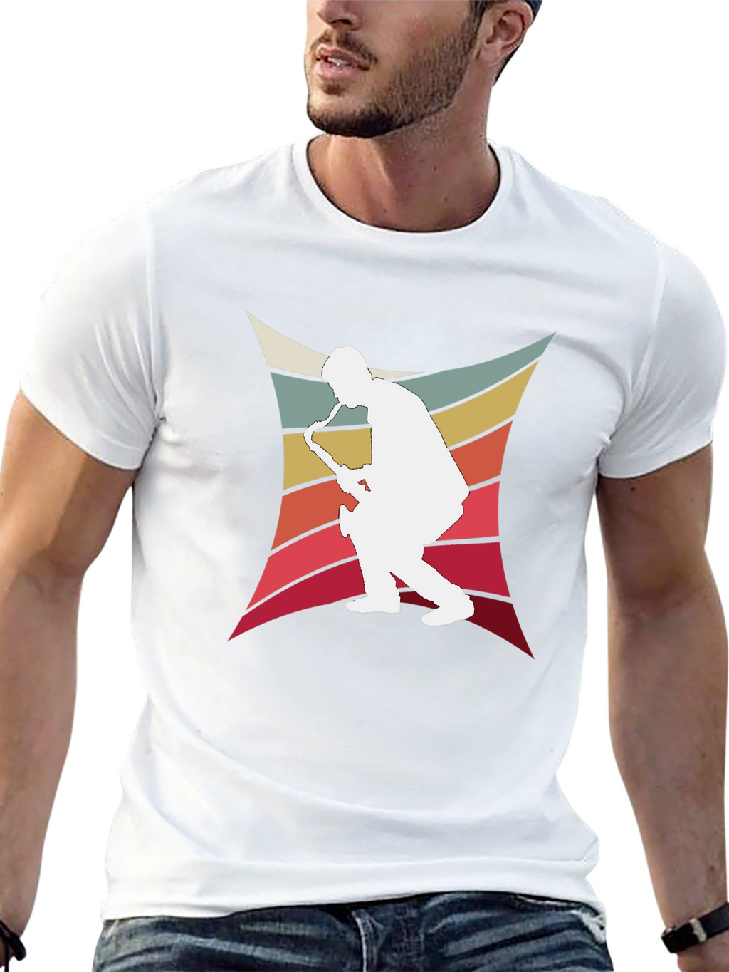 Retro Saxophone Player Graphic Tee