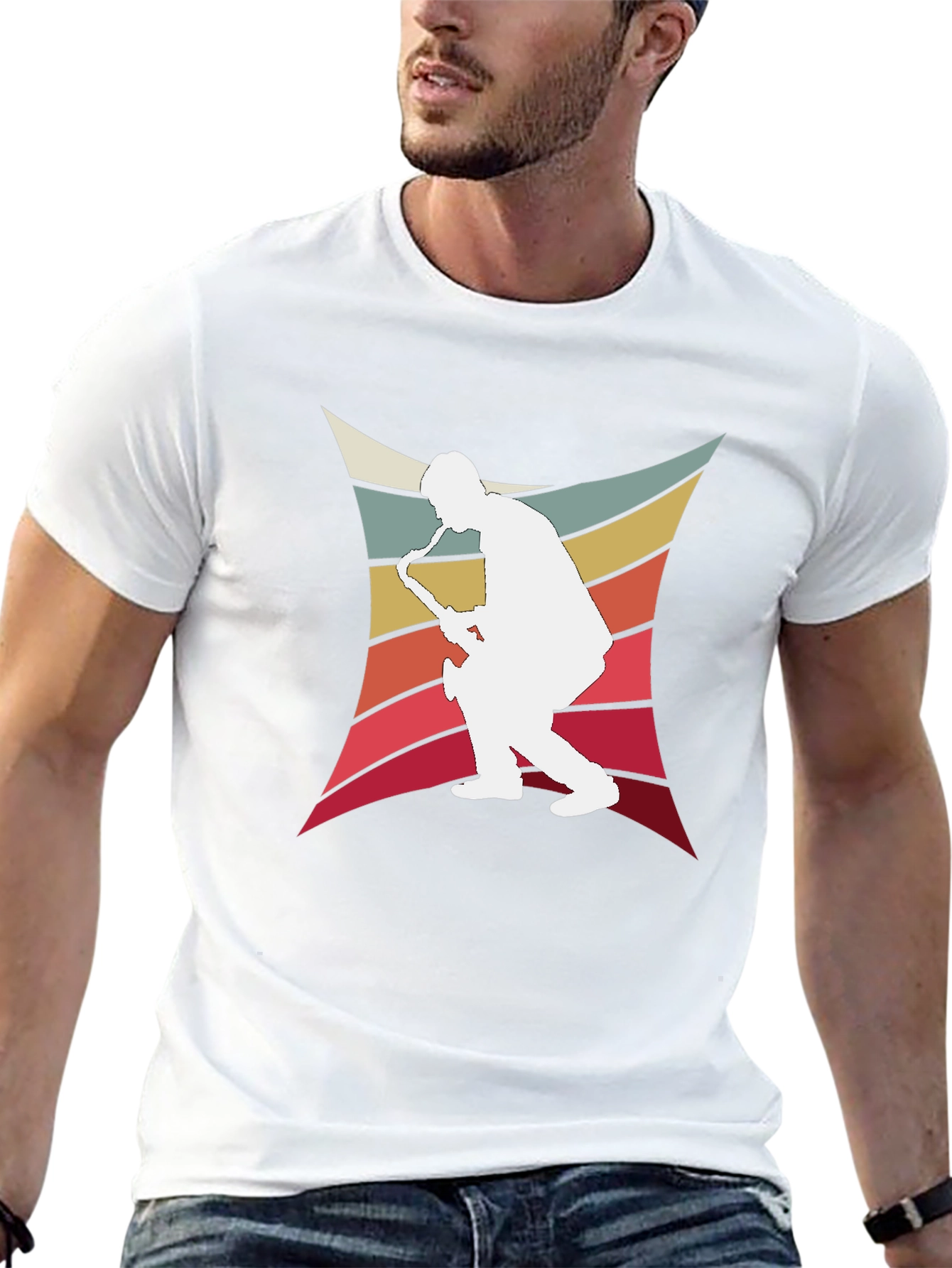 Retro Saxophone Player Graphic Tee