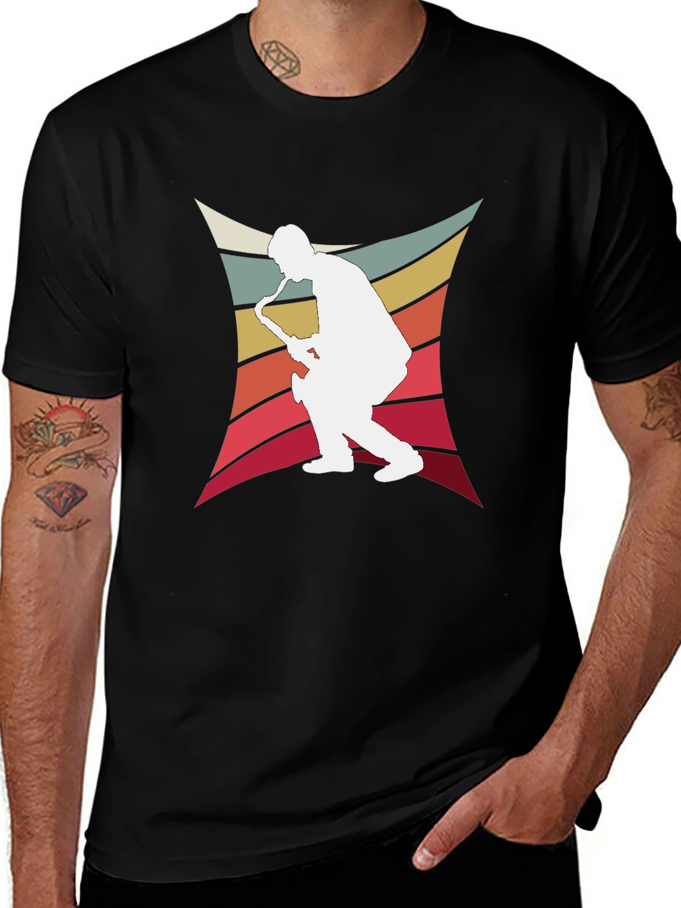Retro Saxophone Player Graphic Tee