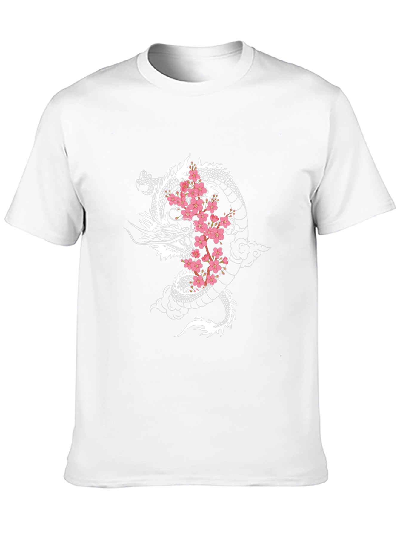 Dragon & Cherry Blossom Graphic Black T-Shirt