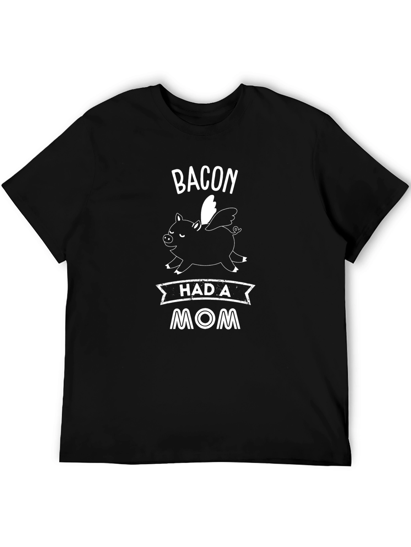Bacon Had A Mom Graphic Tee - Black T-Shirt