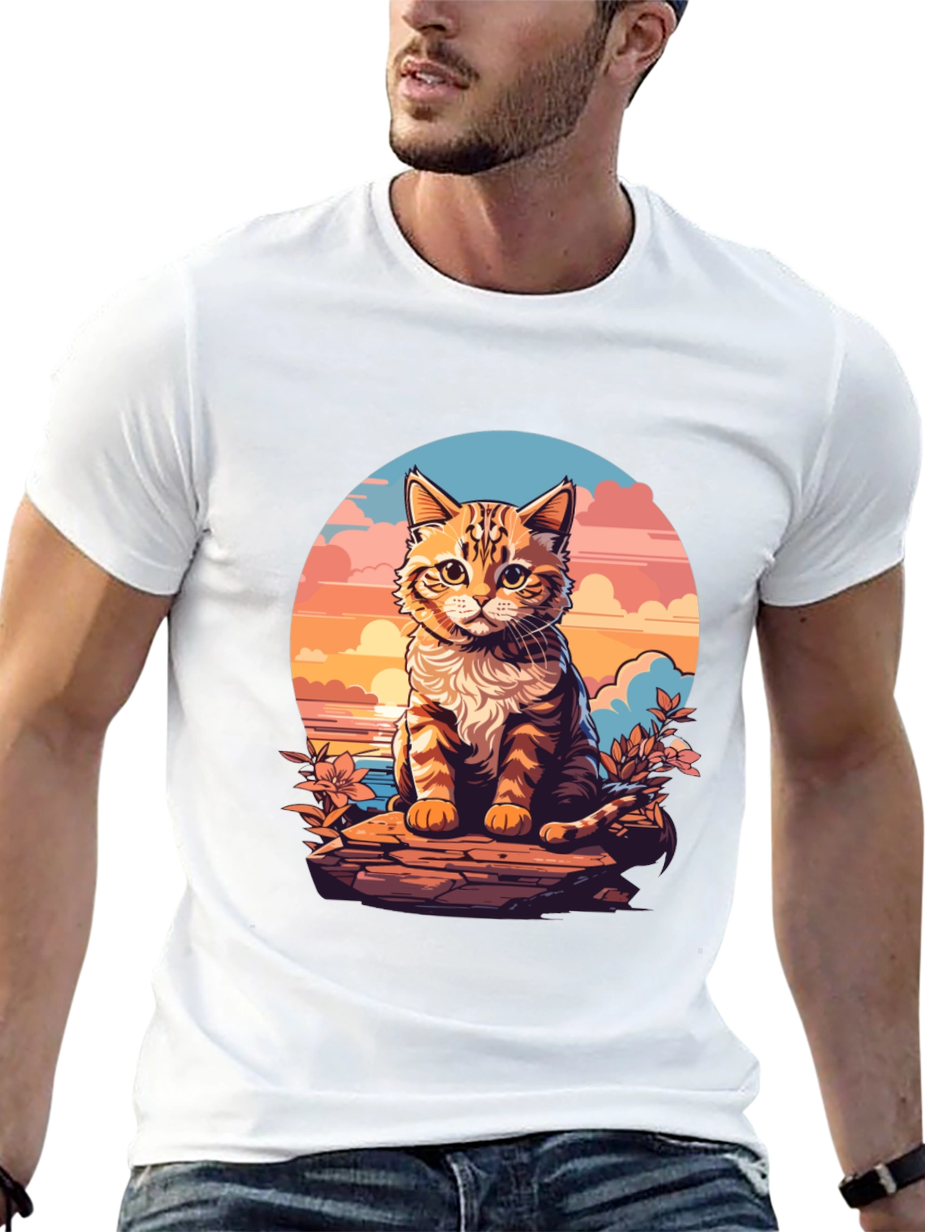 Sunset Cat Graphic Tee