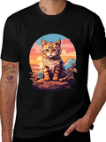 Sunset Cat Graphic Tee