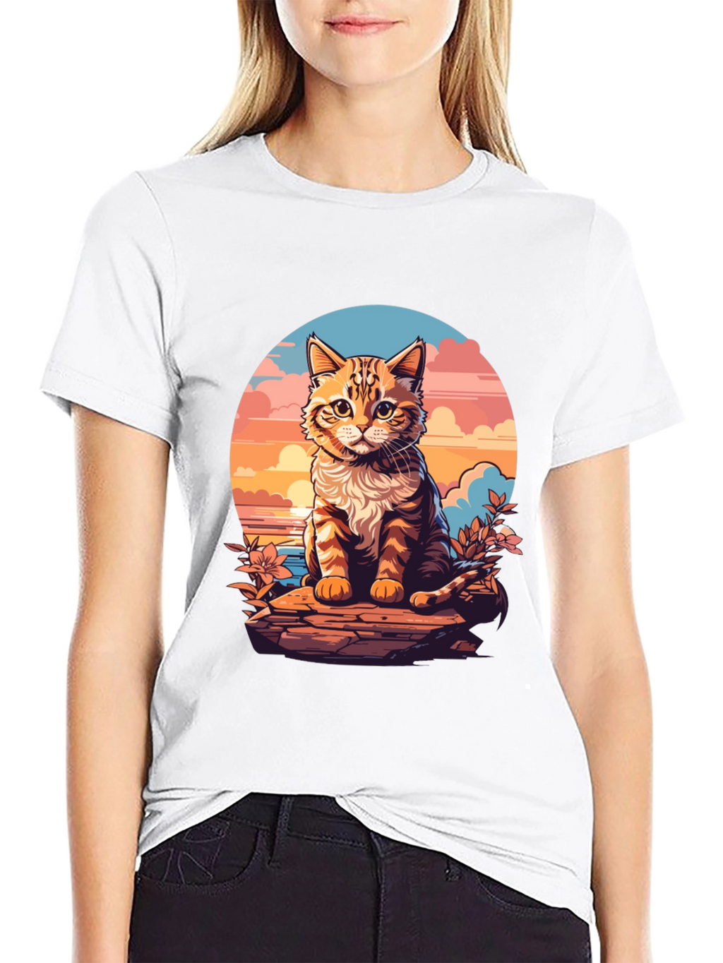 Sunset Cat Graphic Tee