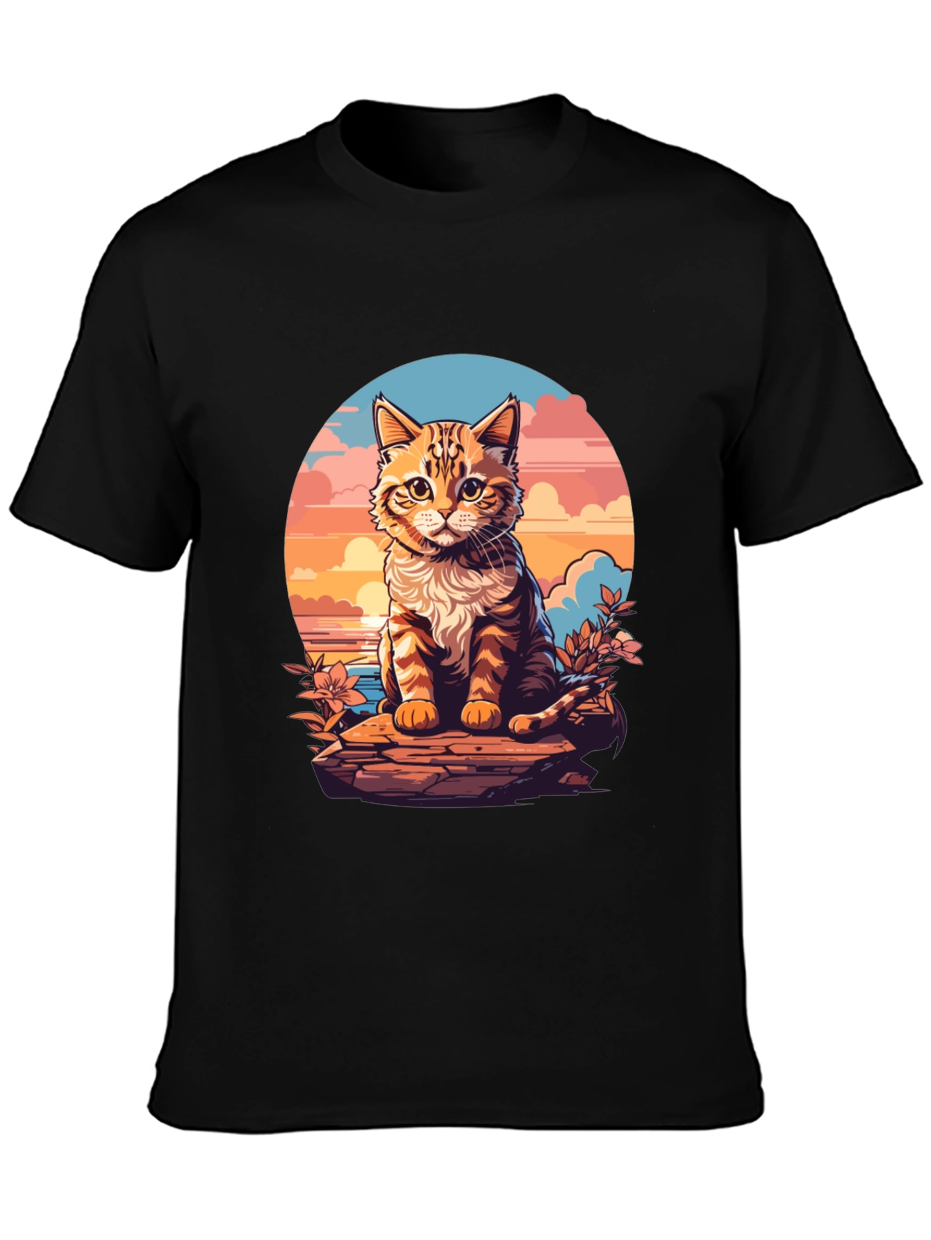 Sunset Cat Graphic Tee