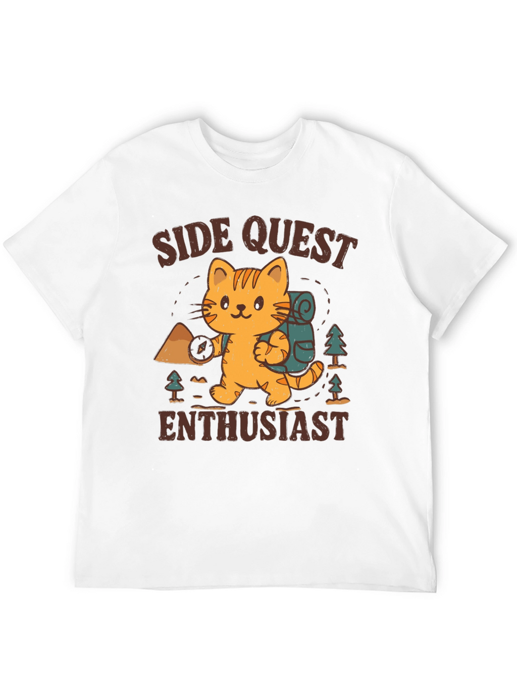 Side Quest Enthusiast Cat Hiking T-Shirt