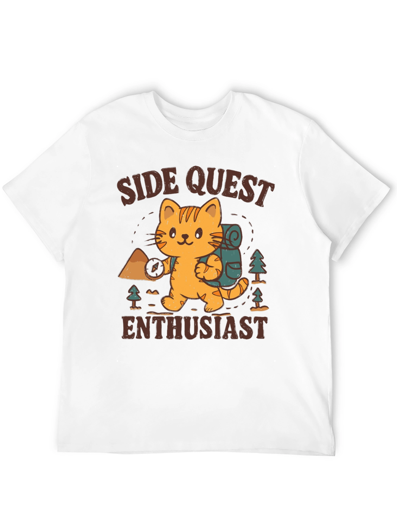 Side Quest Enthusiast Cat Hiking T-Shirt