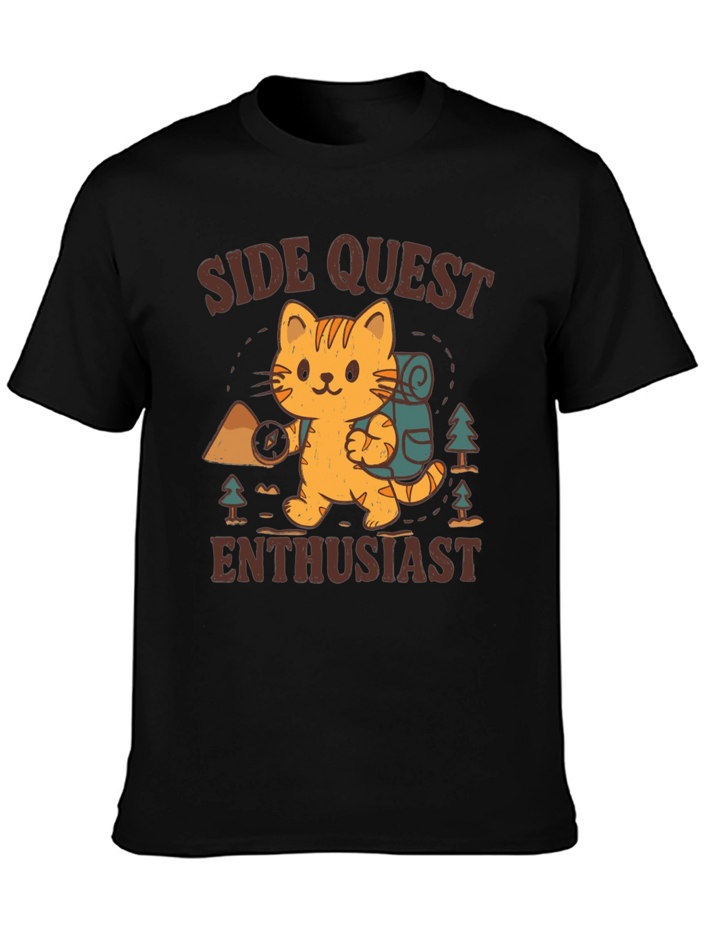 Side Quest Enthusiast Cat Hiking T-Shirt