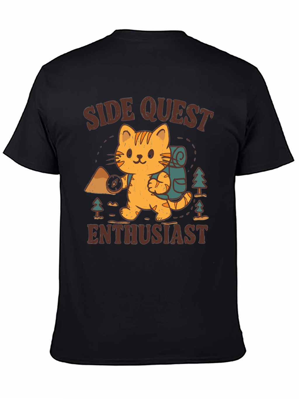 Side Quest Enthusiast Cat Hiking T-Shirt