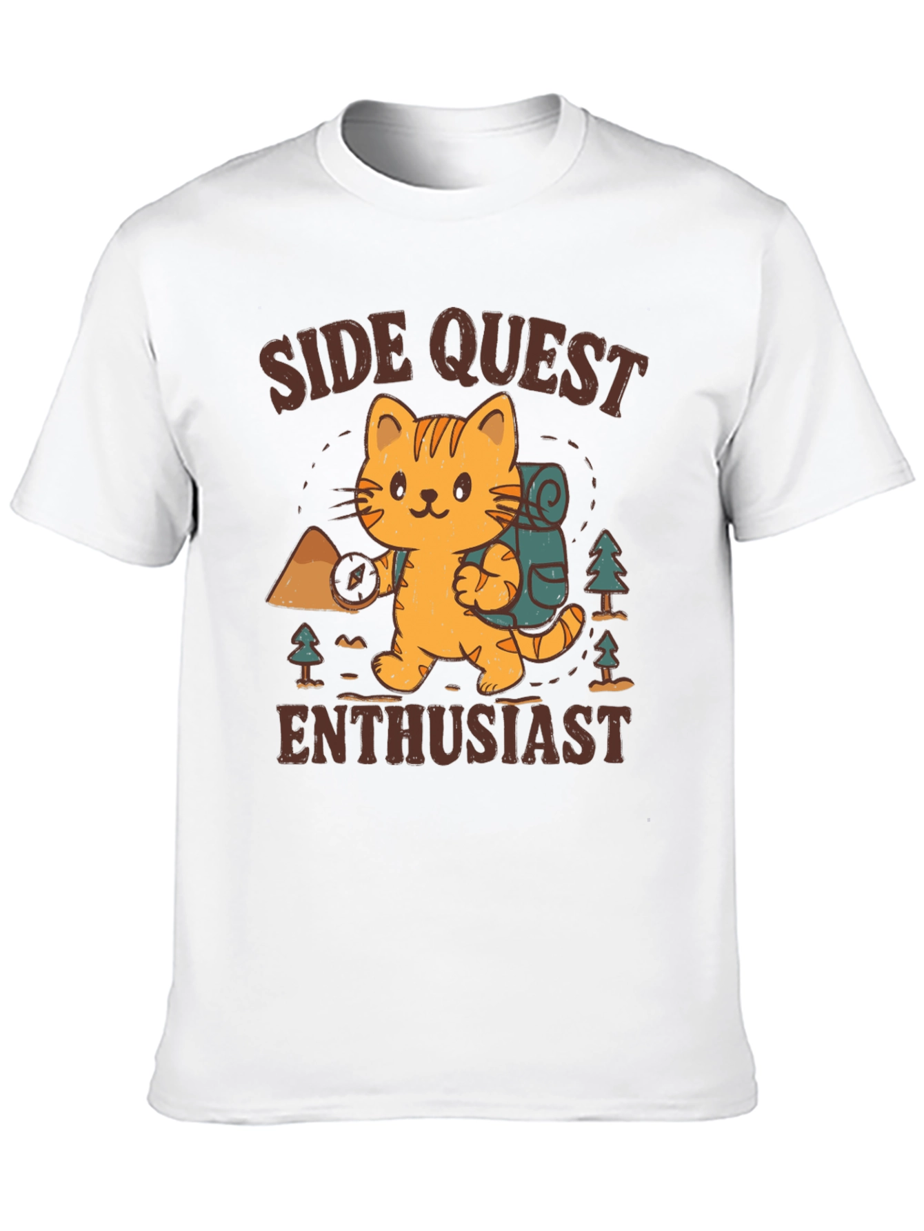 Side Quest Enthusiast Cat Hiking T-Shirt