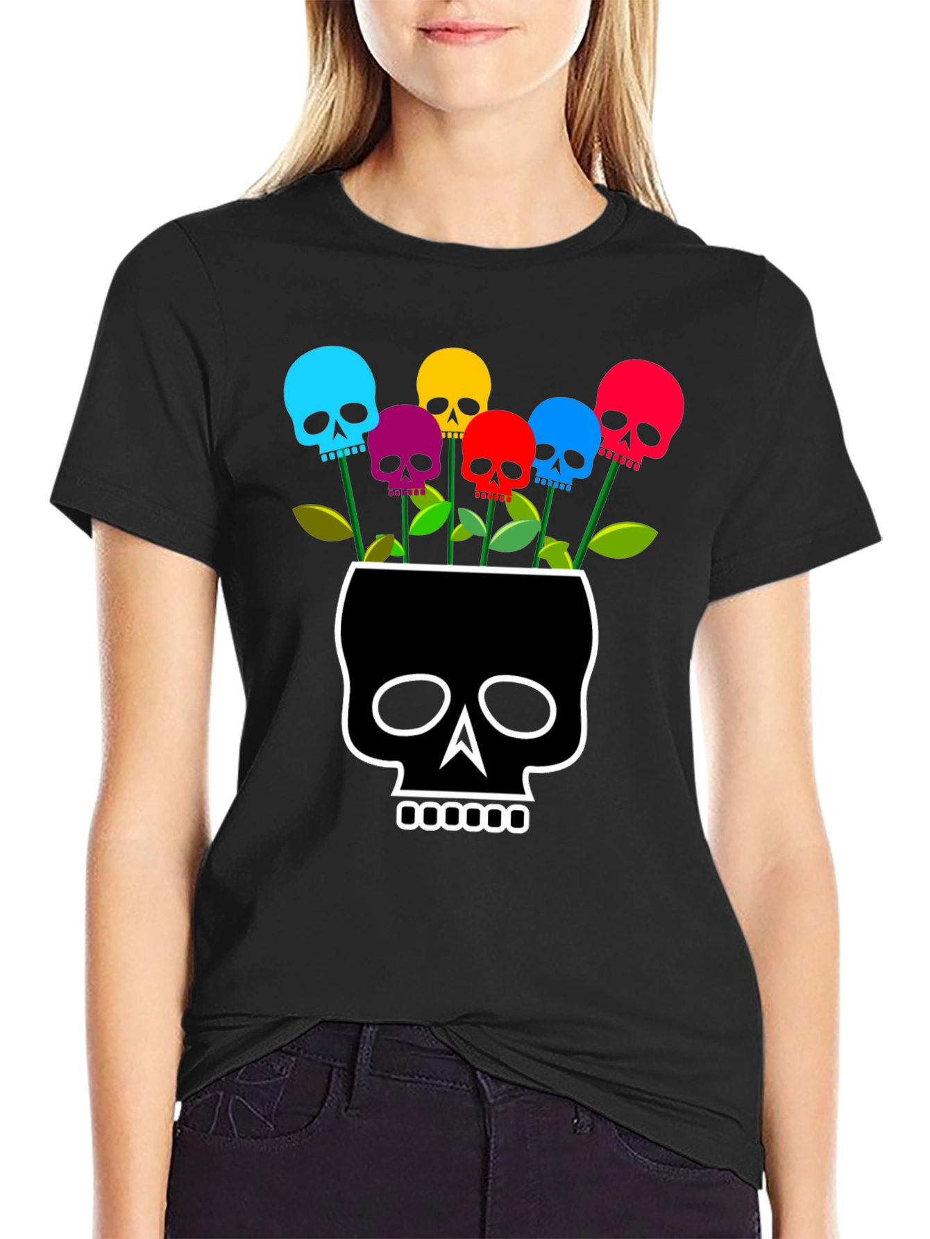Skull Flower Graphic T-Shirt