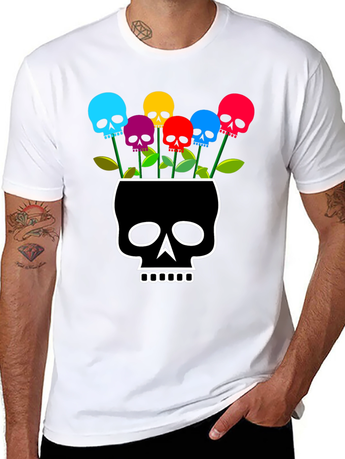 Skull Flower Graphic T-Shirt