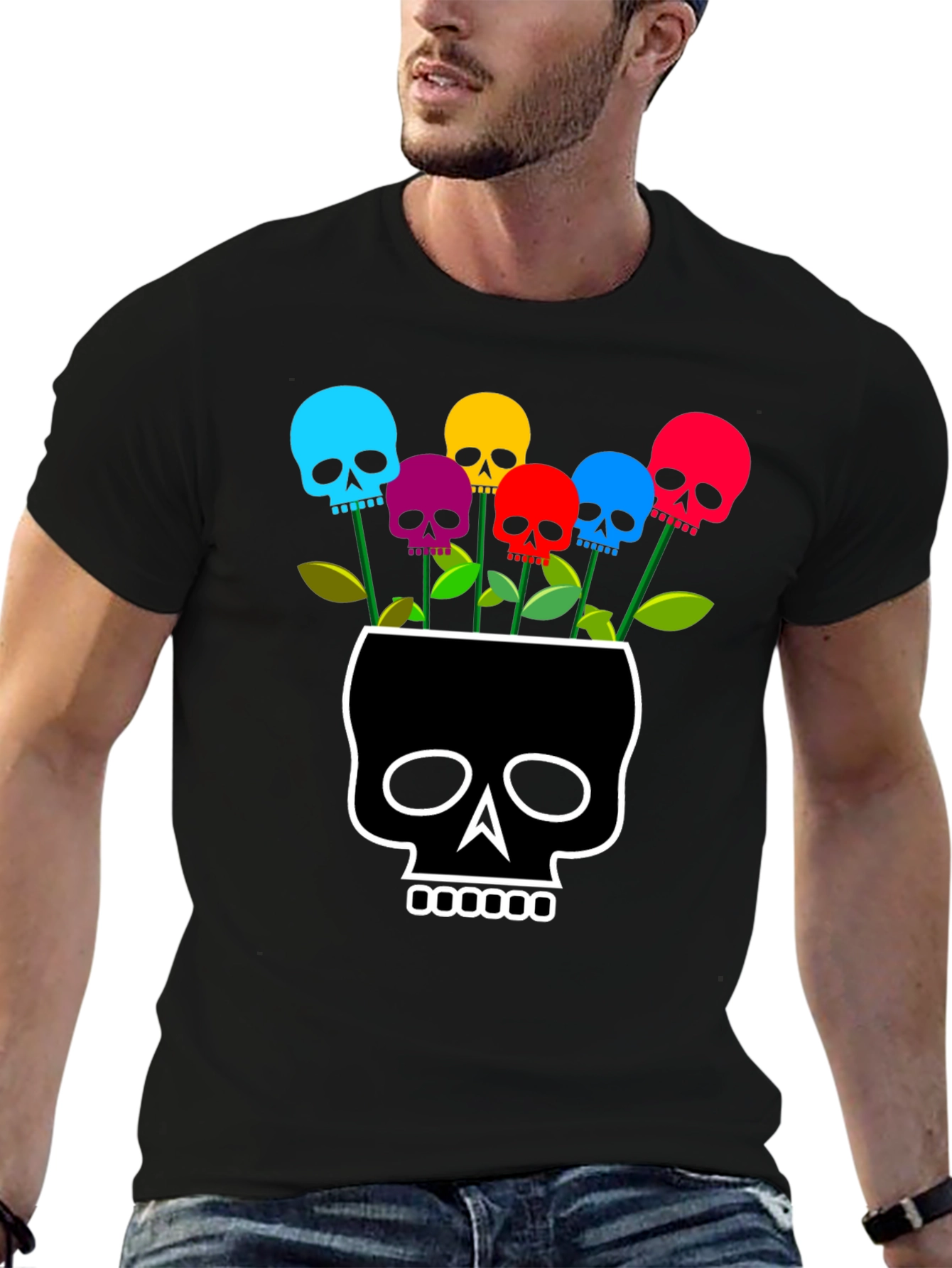 Skull Flower Graphic T-Shirt