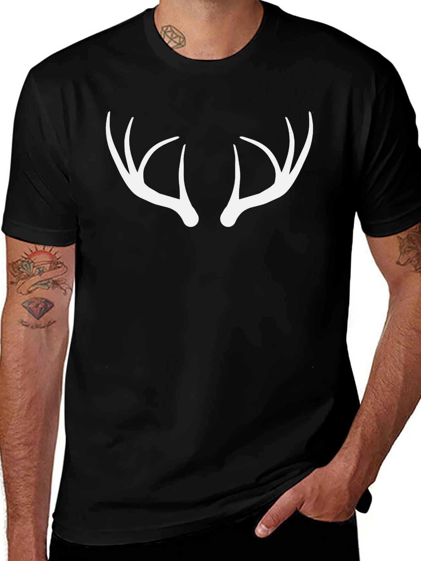Antler Graphic Tee - Black Cotton Blend