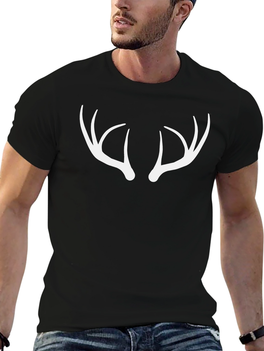 Antler Graphic Tee - Black Cotton Blend