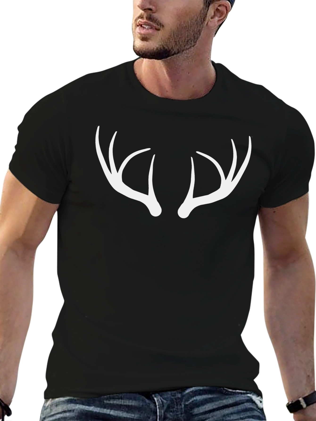 Antler Graphic Tee - Black Cotton Blend