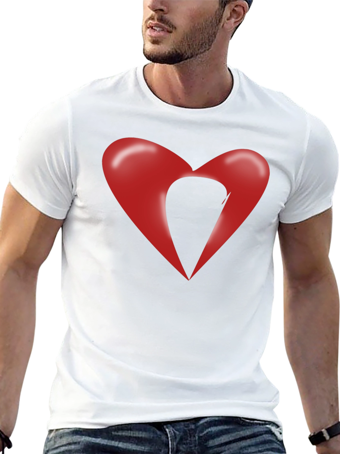 Abstract Heart Graphic Black T-Shirt