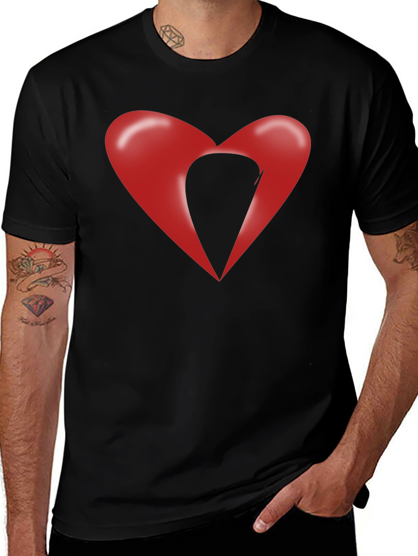 Abstract Heart Graphic Black T-Shirt