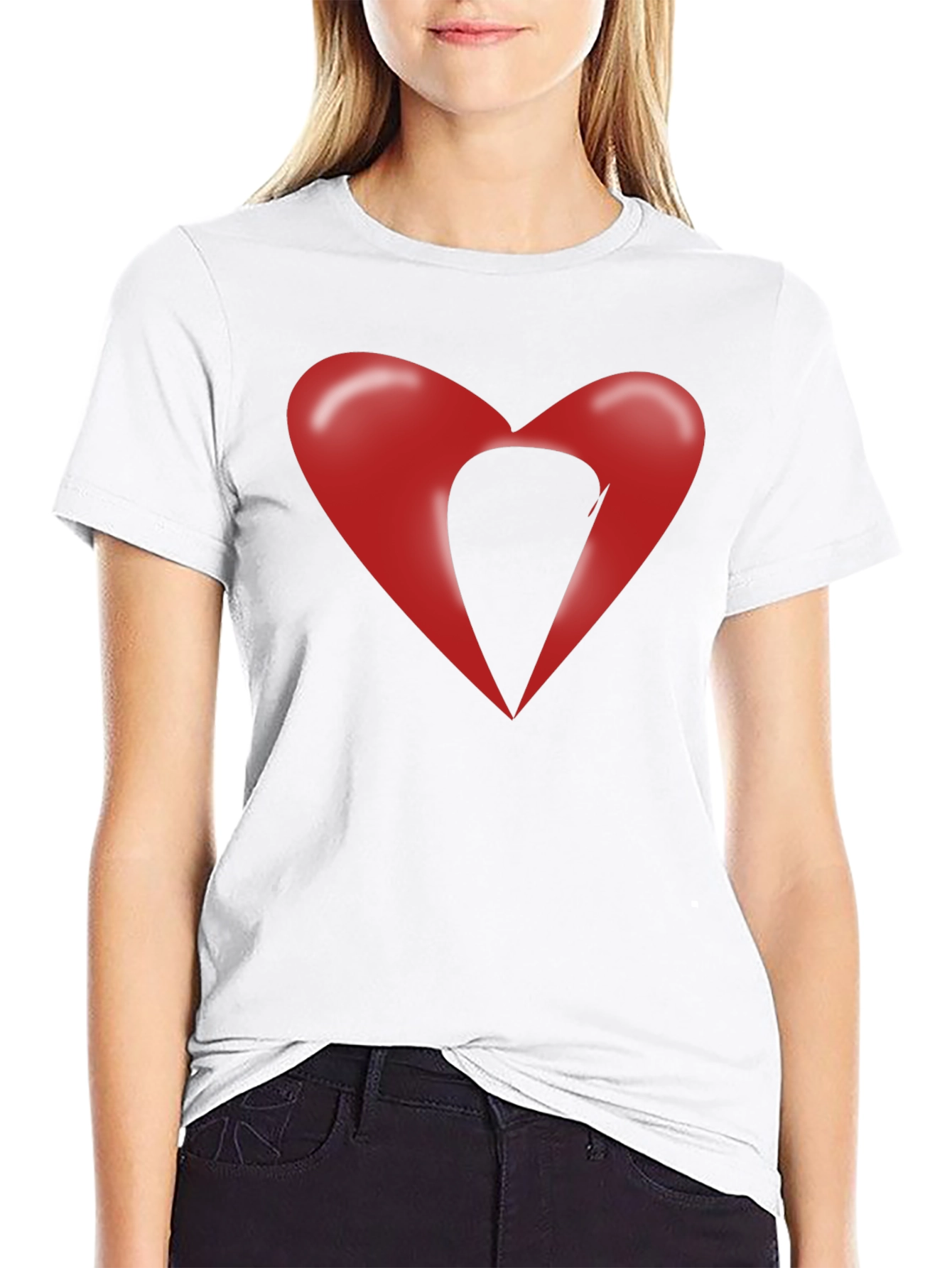 Abstract Heart Graphic Black T-Shirt