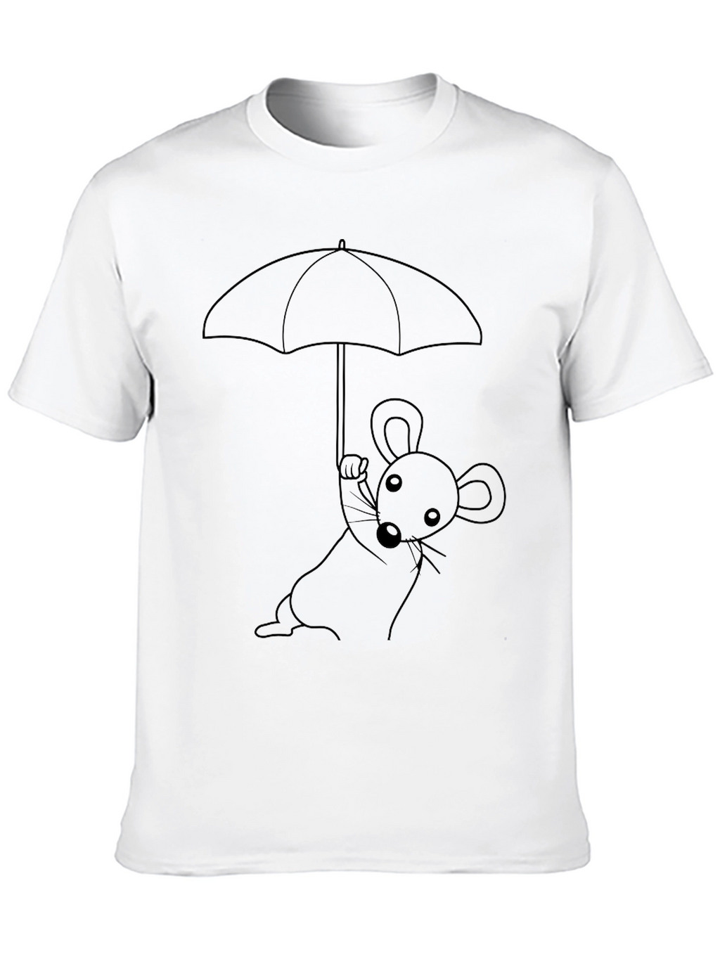Whimsical Mouse Under Umbrella Graphic T-Shirt