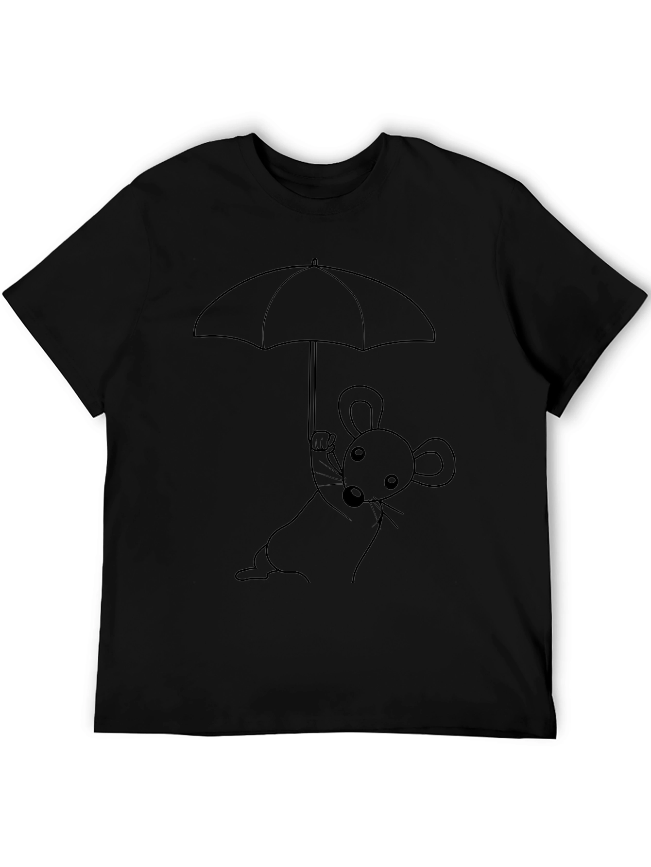 Whimsical Mouse Under Umbrella Graphic T-Shirt
