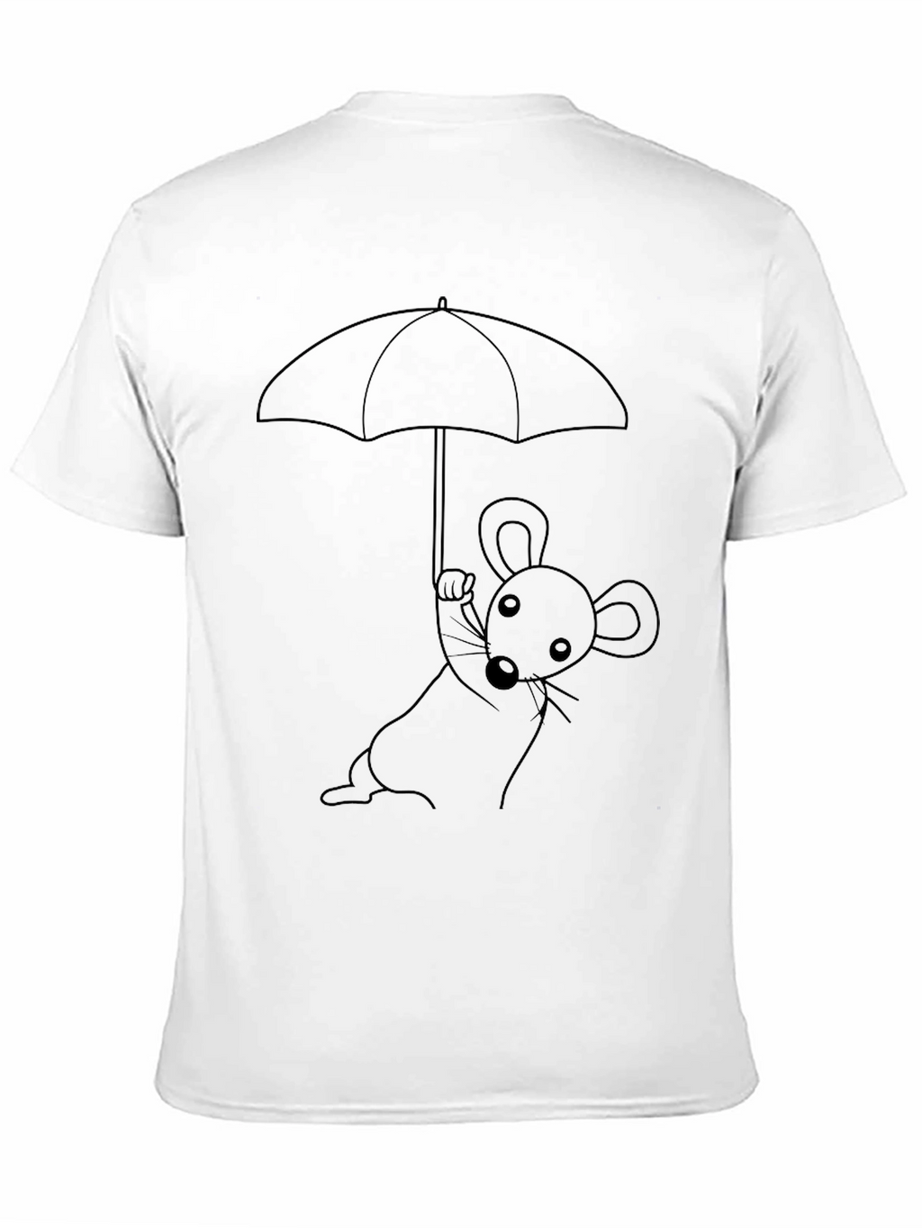 Whimsical Mouse Under Umbrella Graphic T-Shirt