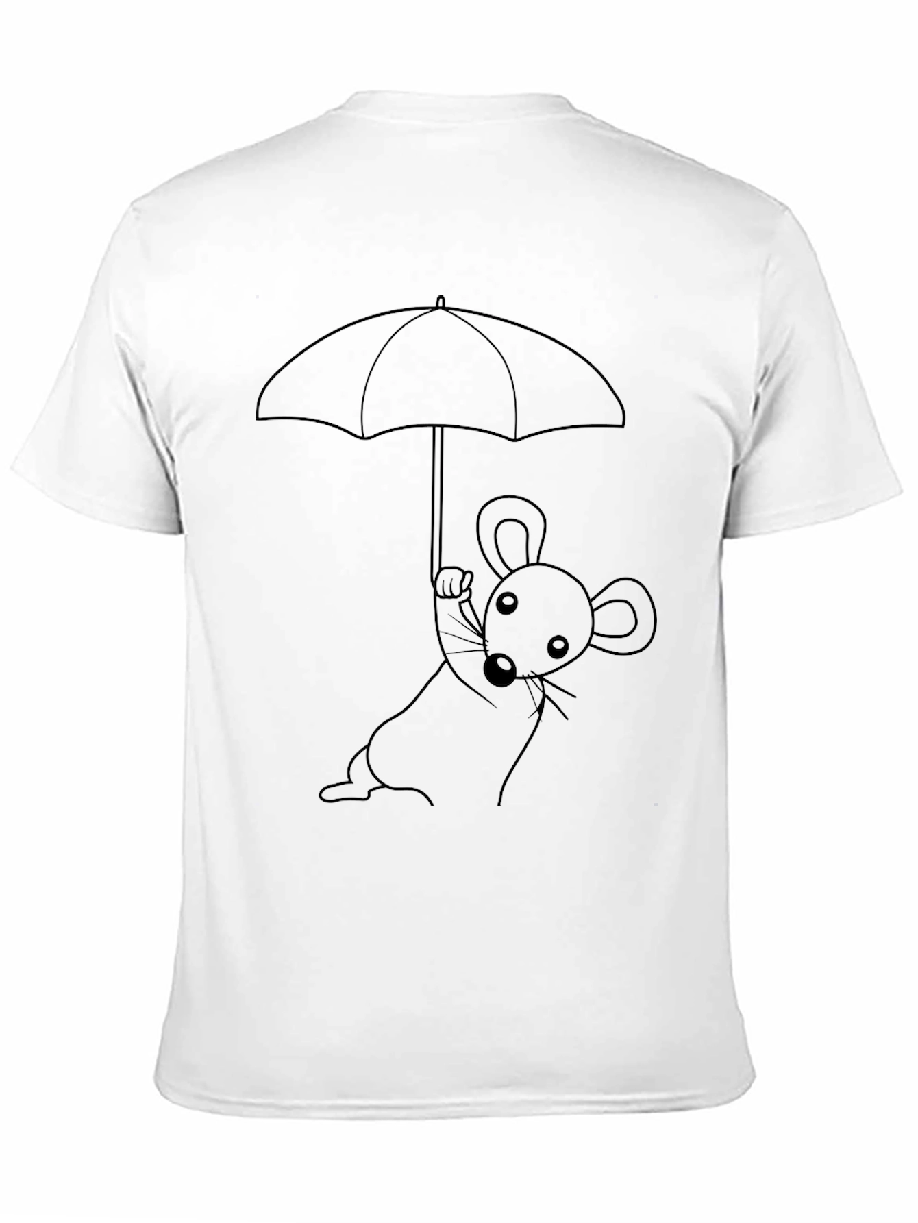 Whimsical Mouse Under Umbrella Graphic T-Shirt