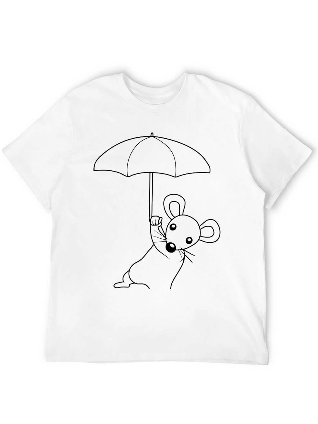 Whimsical Mouse Under Umbrella Graphic T-Shirt