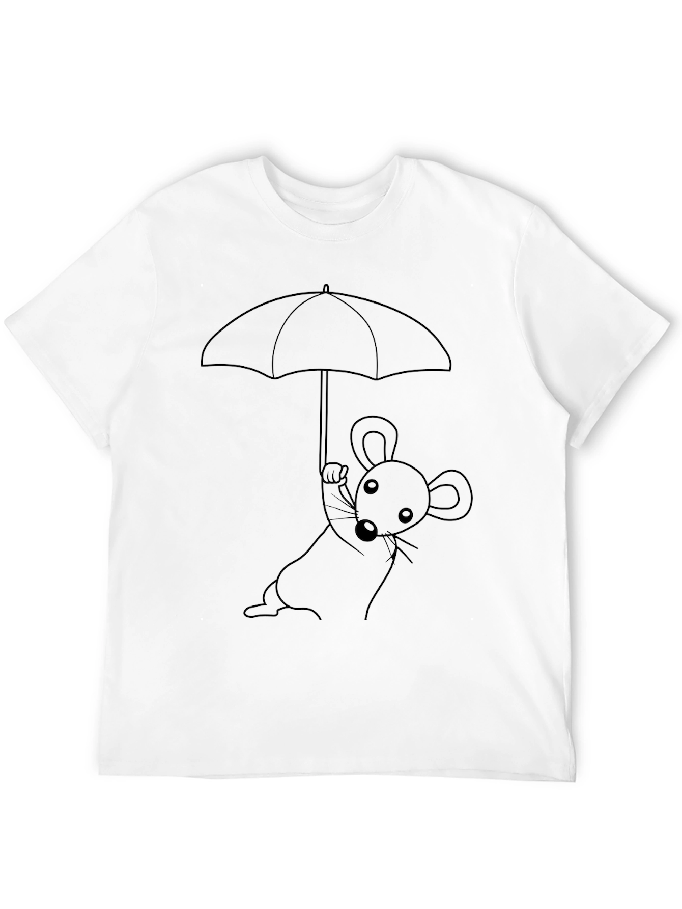 Whimsical Mouse Under Umbrella Graphic T-Shirt