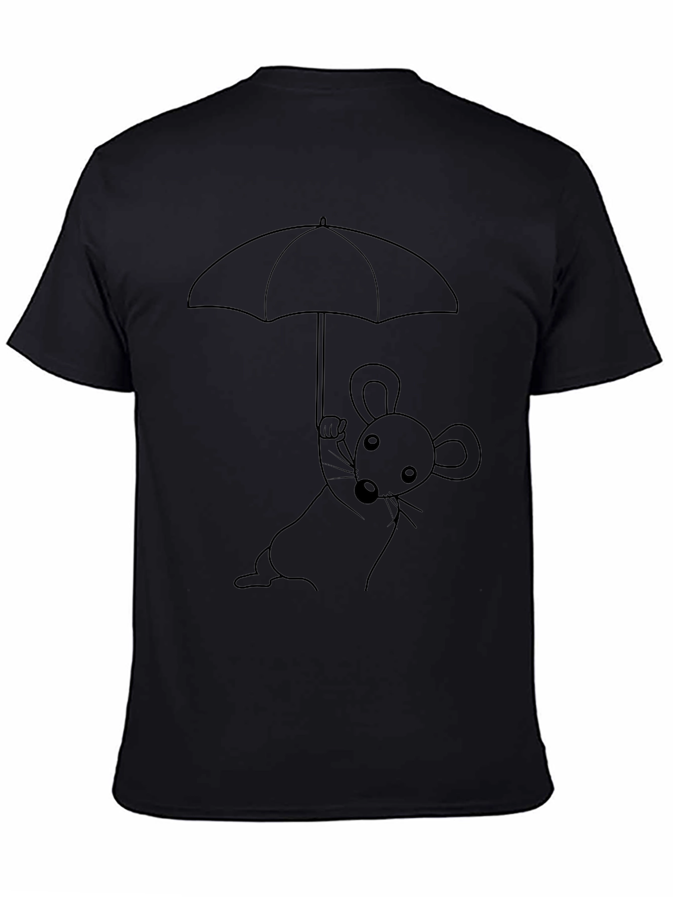 Whimsical Mouse Under Umbrella Graphic T-Shirt