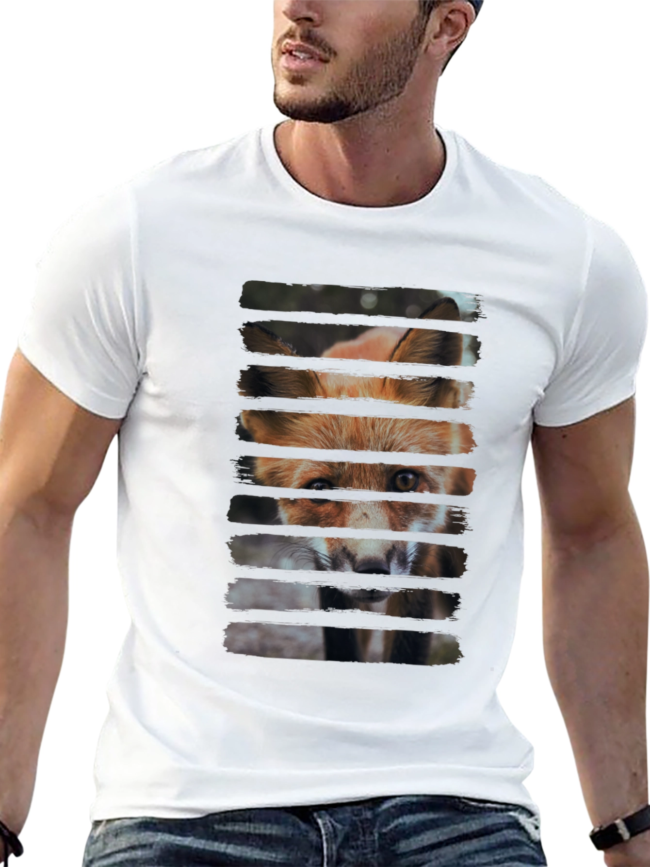 Fox Gaze Mens Black Graphic T-Shirt