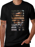 Fox Gaze Mens Black Graphic T-Shirt