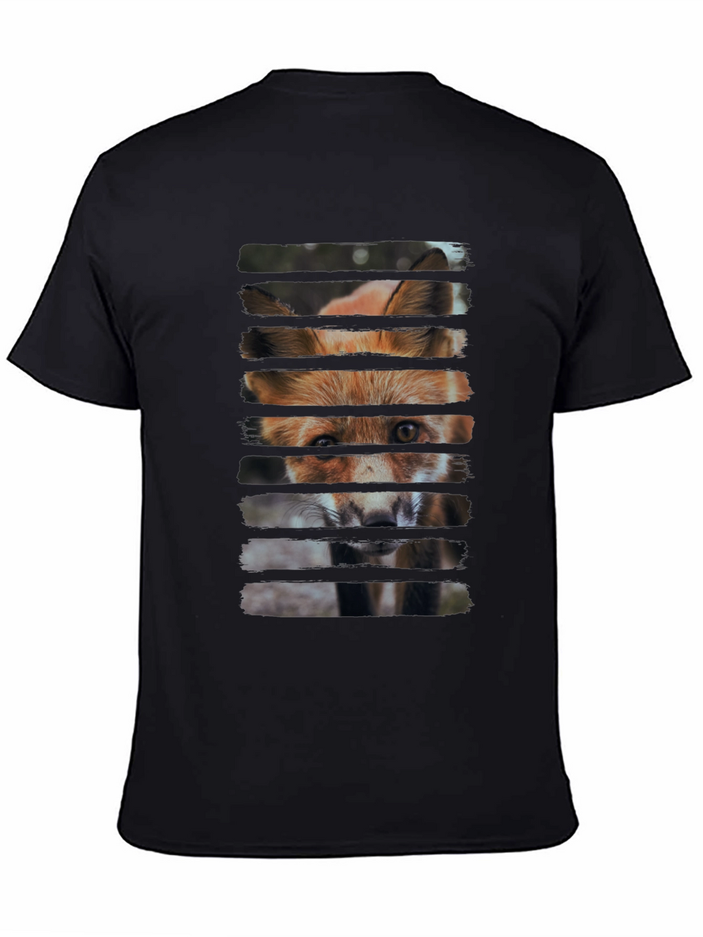 Fox Gaze Mens Black Graphic T-Shirt