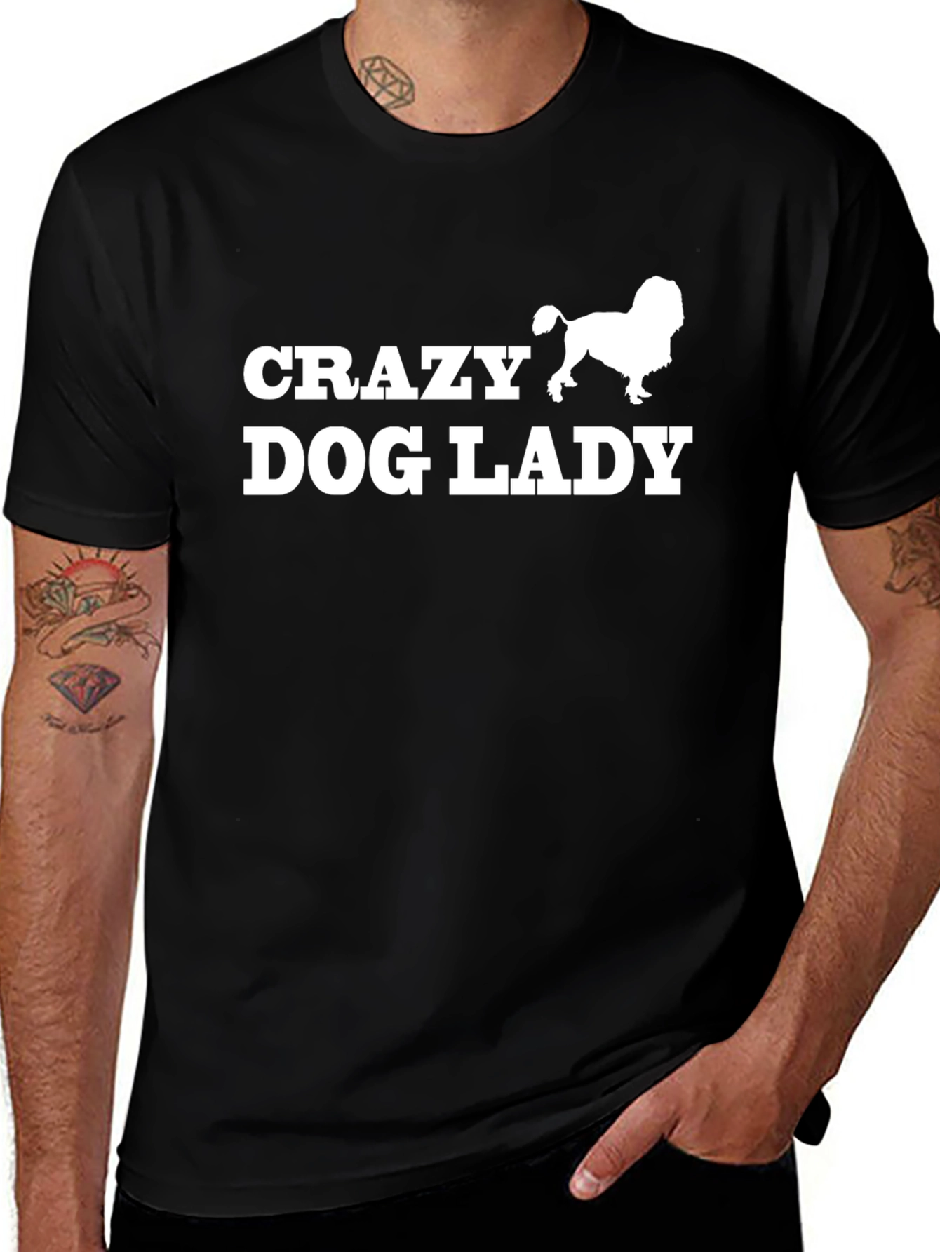 Crazy Dog Lady T-Shirt - Black Cotton Tee