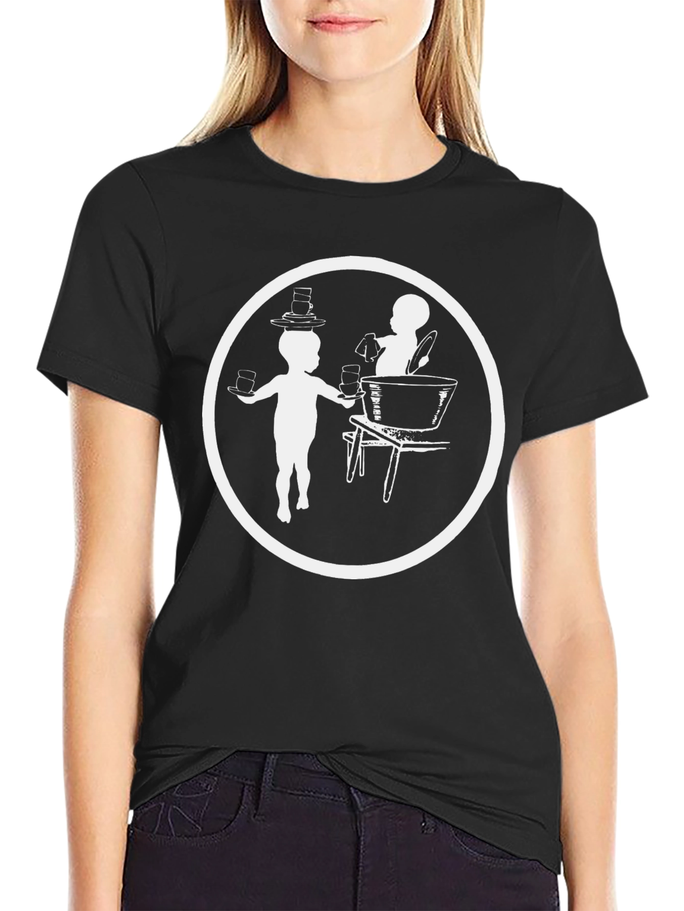 Vintage Tea Party T-Shirt - Black Graphic Tee