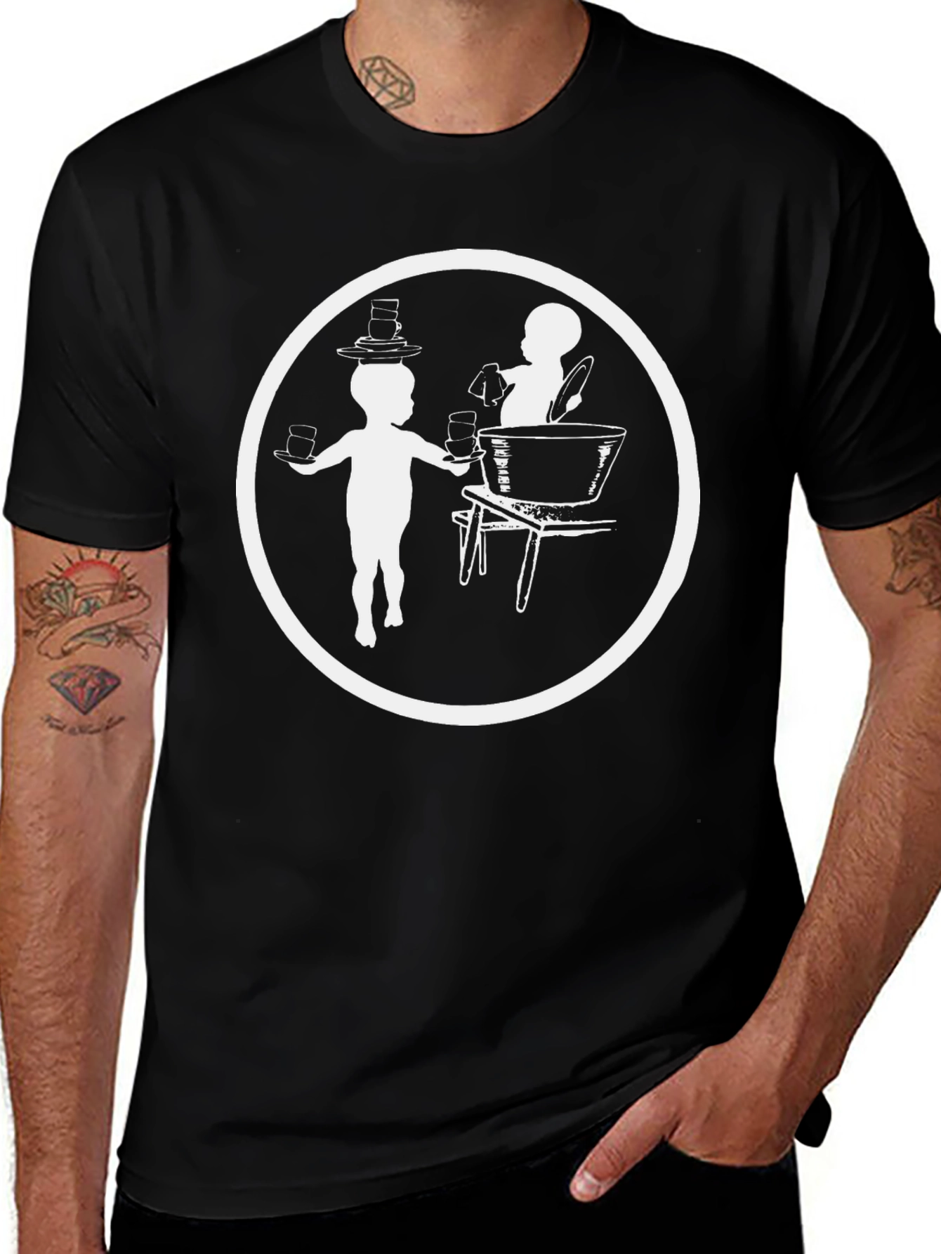 Vintage Tea Party T-Shirt - Black Graphic Tee