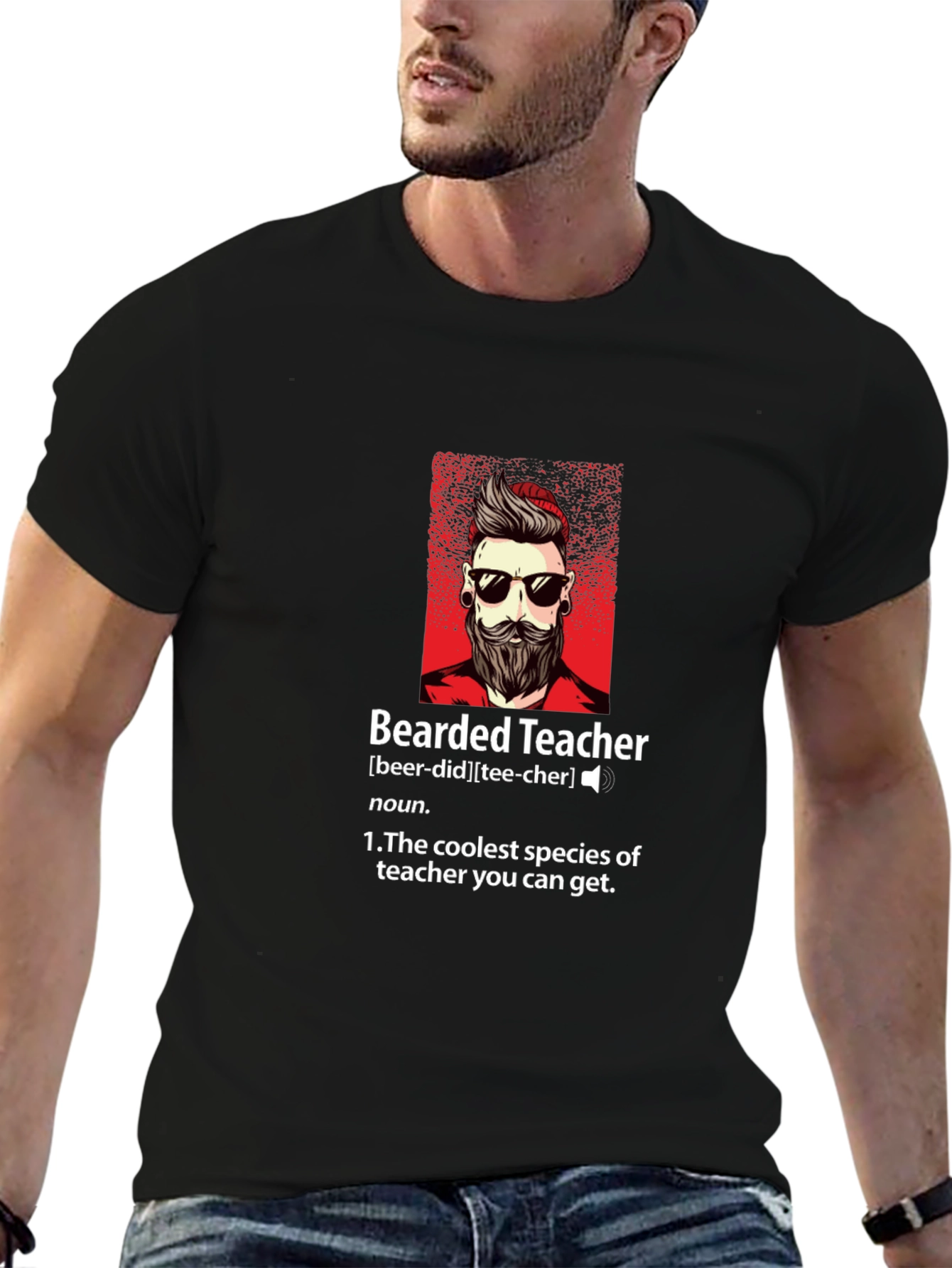 Bearded Teacher Graphic Tee - Coolest Teacher Ever!