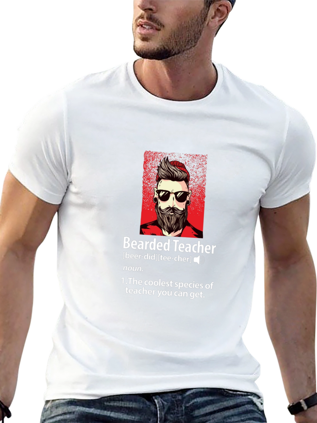 Bearded Teacher Graphic Tee - Coolest Teacher Ever!