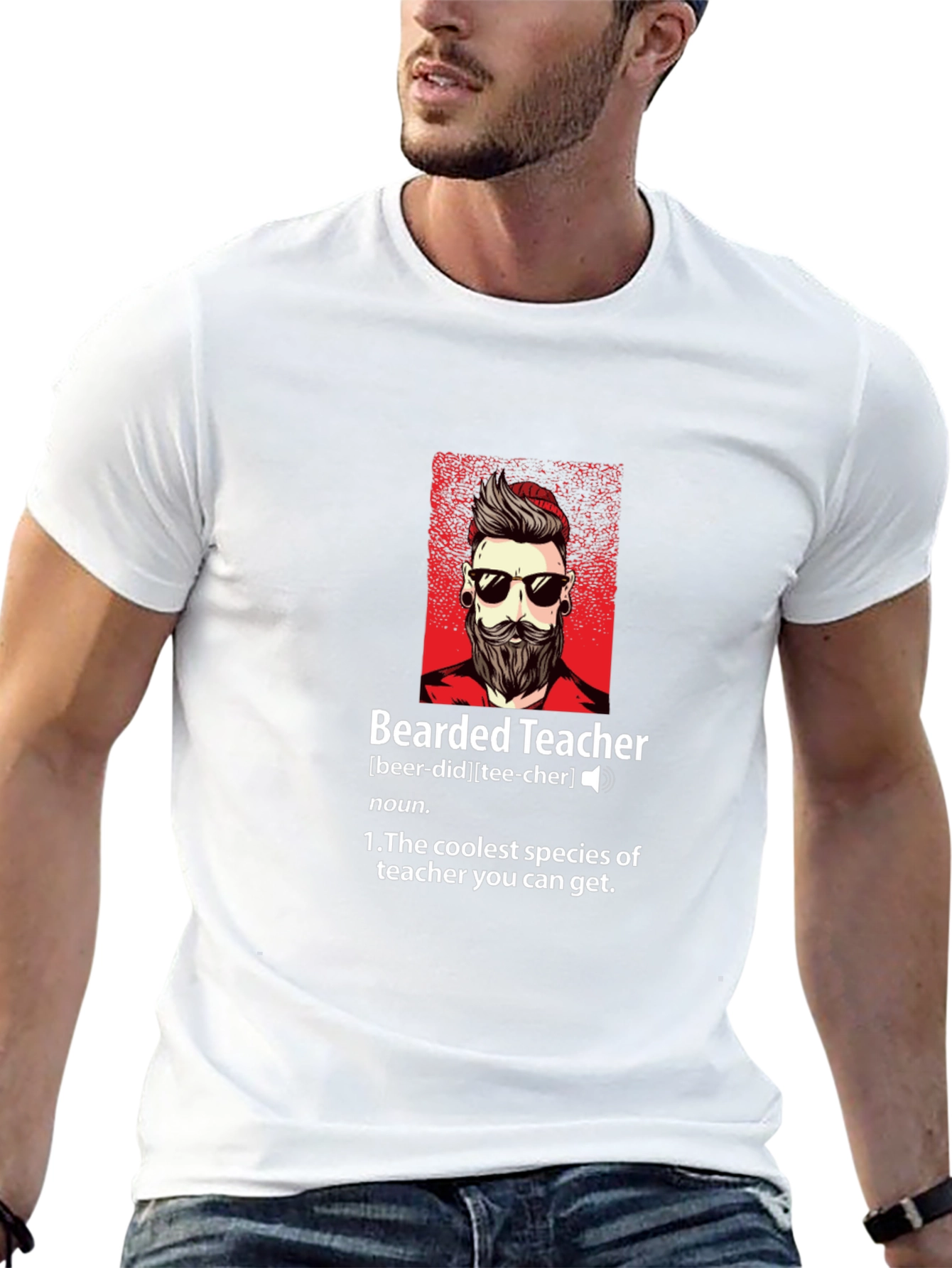 Bearded Teacher Graphic Tee - Coolest Teacher Ever!