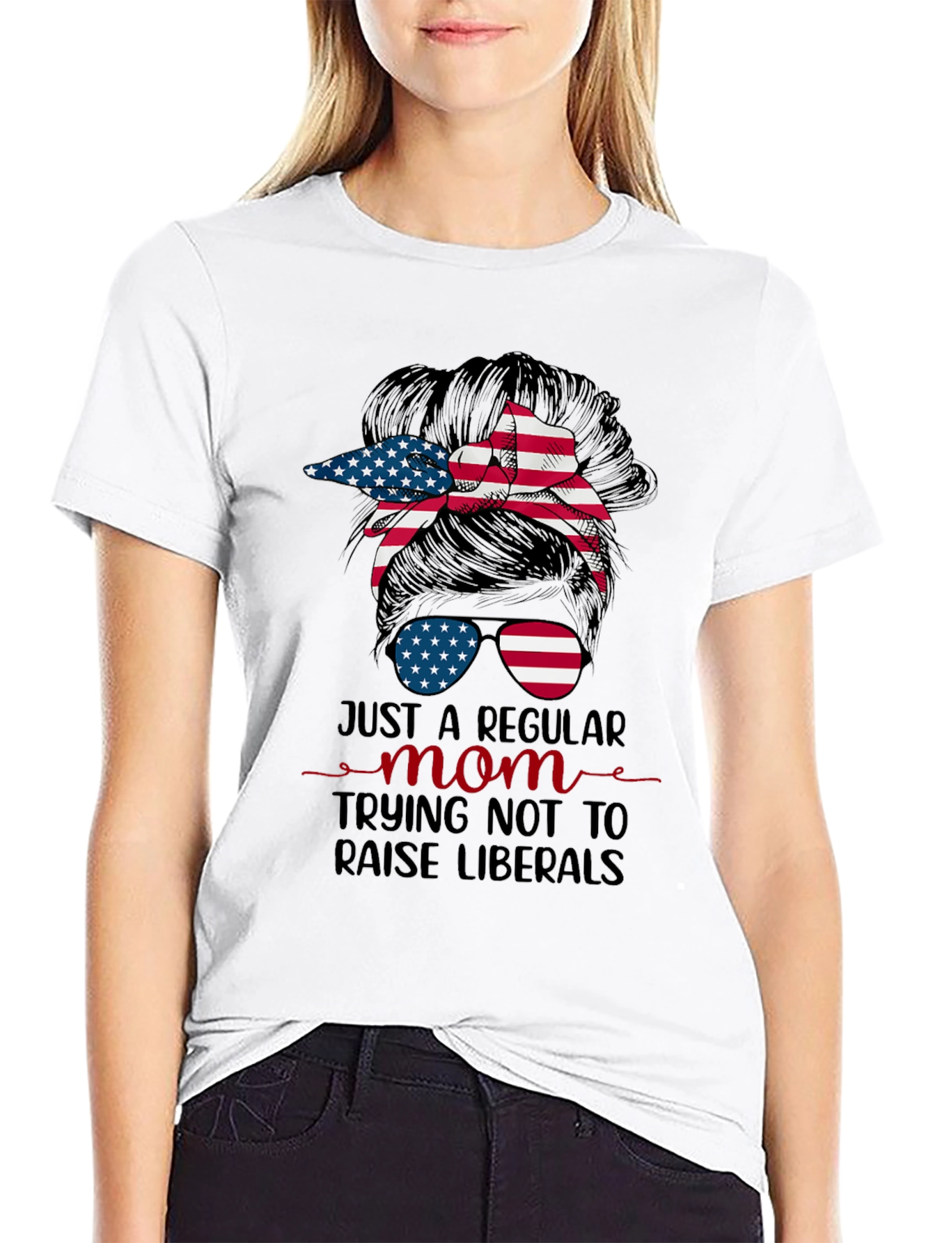 Just A Regular Mom Messy Bun Graphic Tee