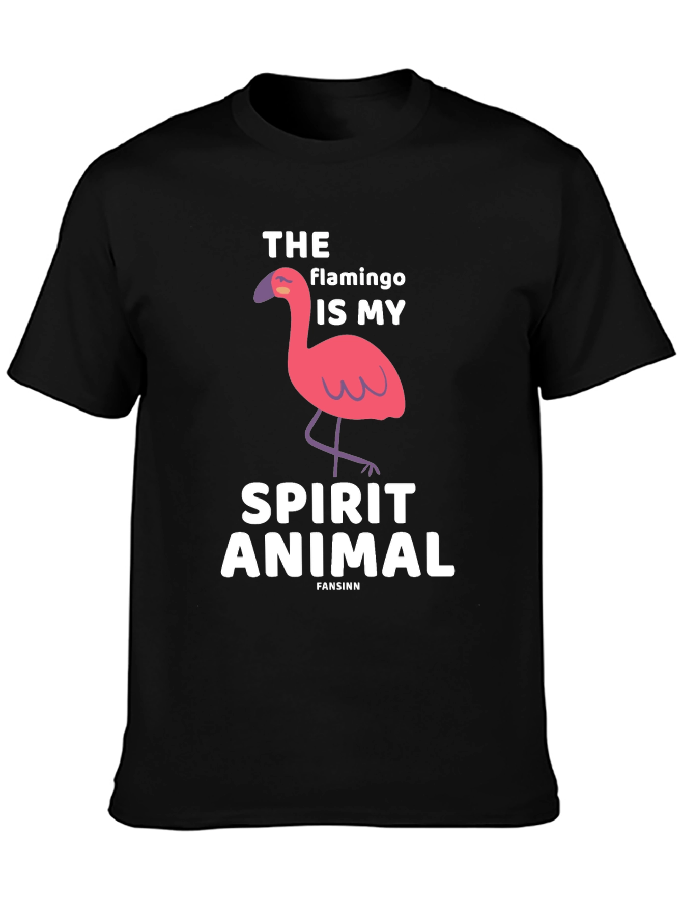 Flamingo Spirit Animal Black Graphic Tee