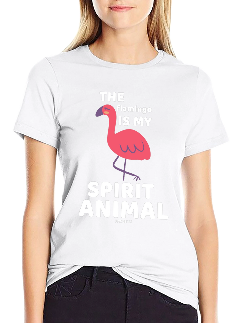 Flamingo Spirit Animal Black Graphic Tee