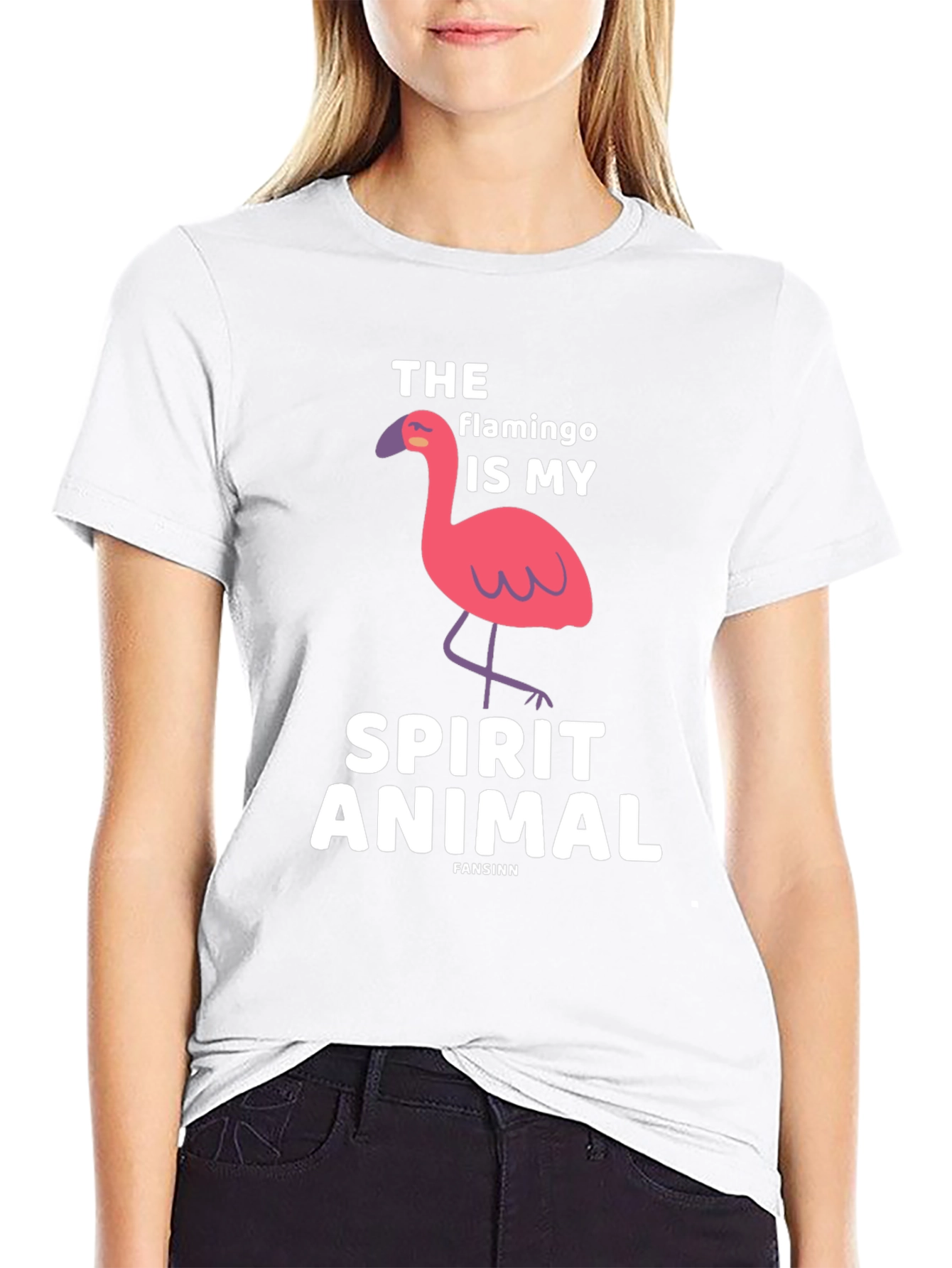 Flamingo Spirit Animal Black Graphic Tee