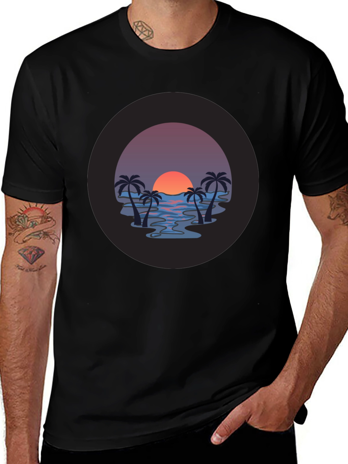 Sunset Palm T-Shirt - Tropical Vibe