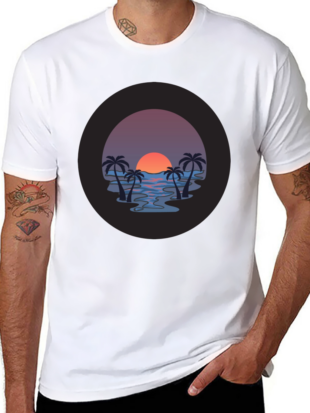 Sunset Palm T-Shirt - Tropical Vibe