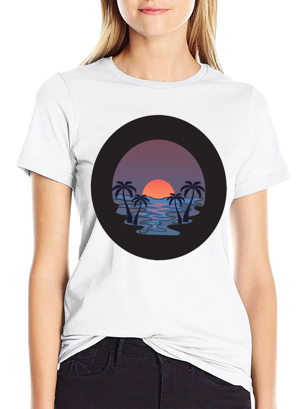 Sunset Palm T-Shirt - Tropical Vibe